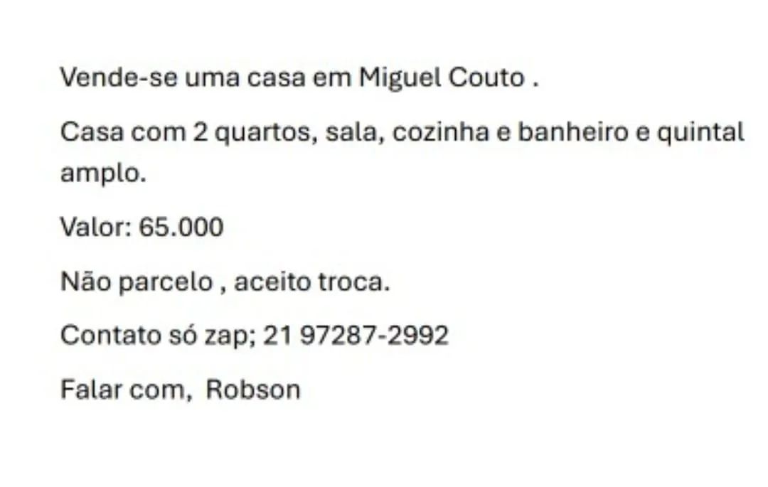 Foto Vendo-se Uma Casa Em Miquel Couto Miguel Couto