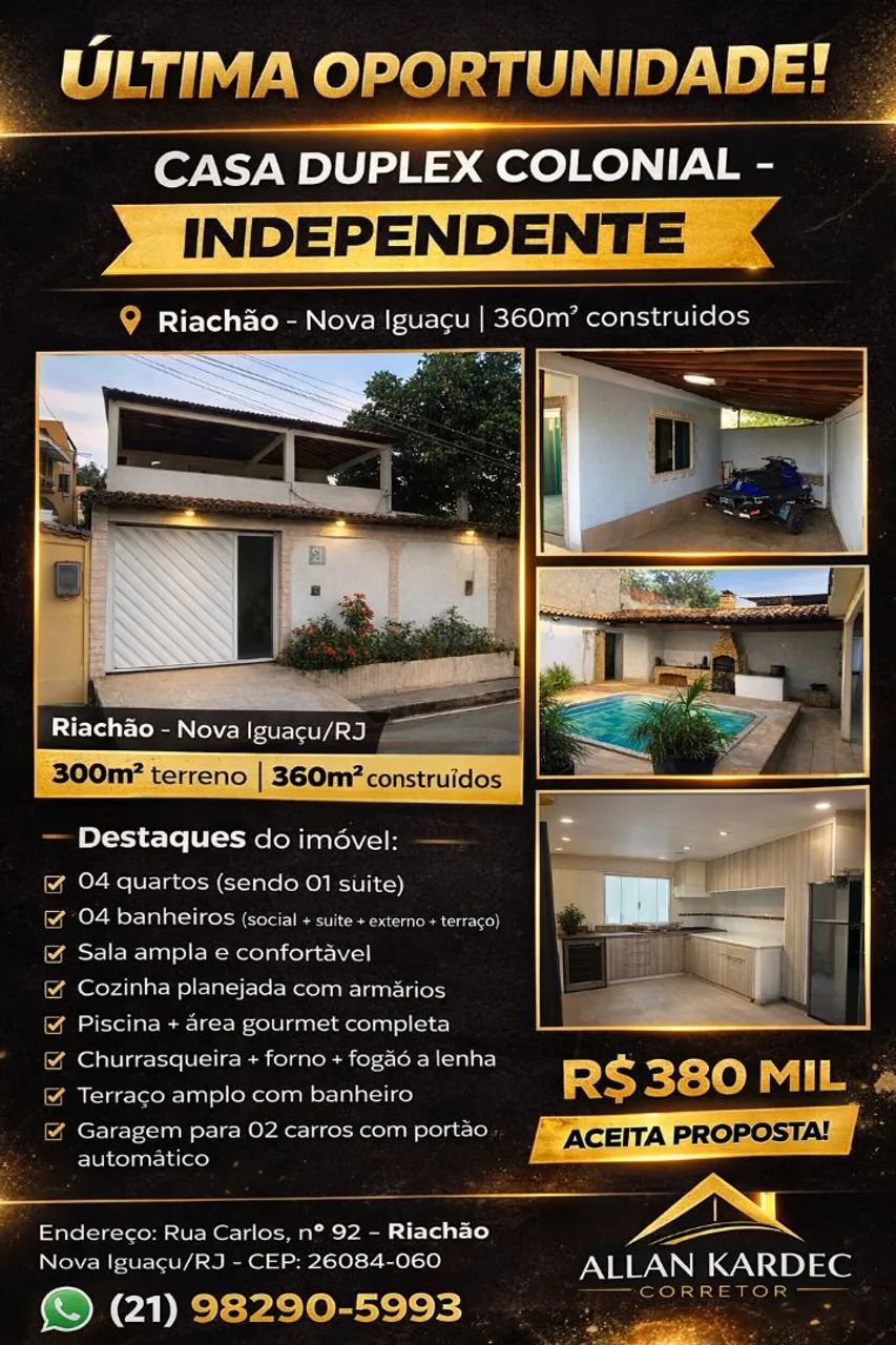 Foto Vendo Casa Duplex, 03 Quartos Com Piscina, E Churrasqueira. Bairro: Vi Metrópole